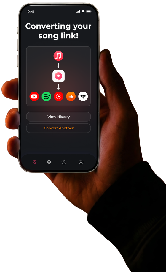 JamShare on an iPhone converting a music link so it opens in any streaming app